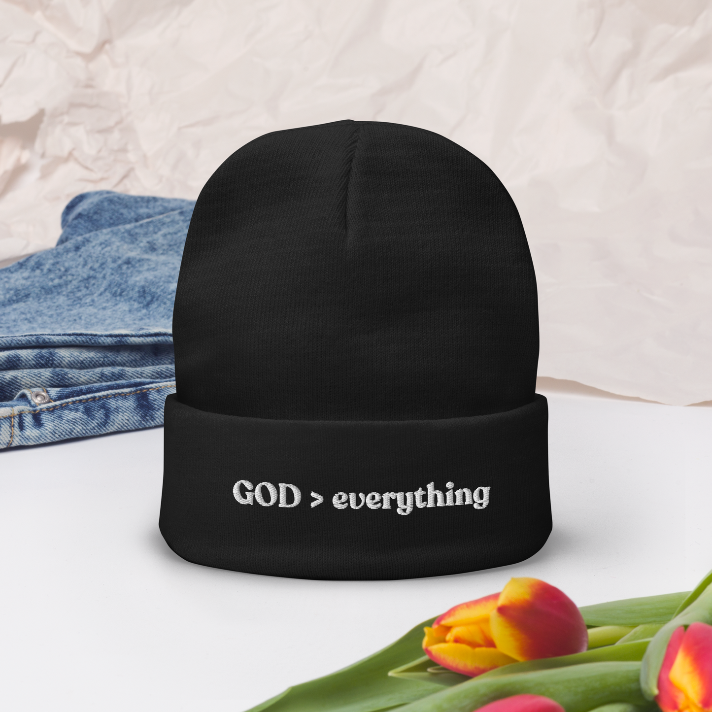 GOD > everything Colored Embroidered Beanie