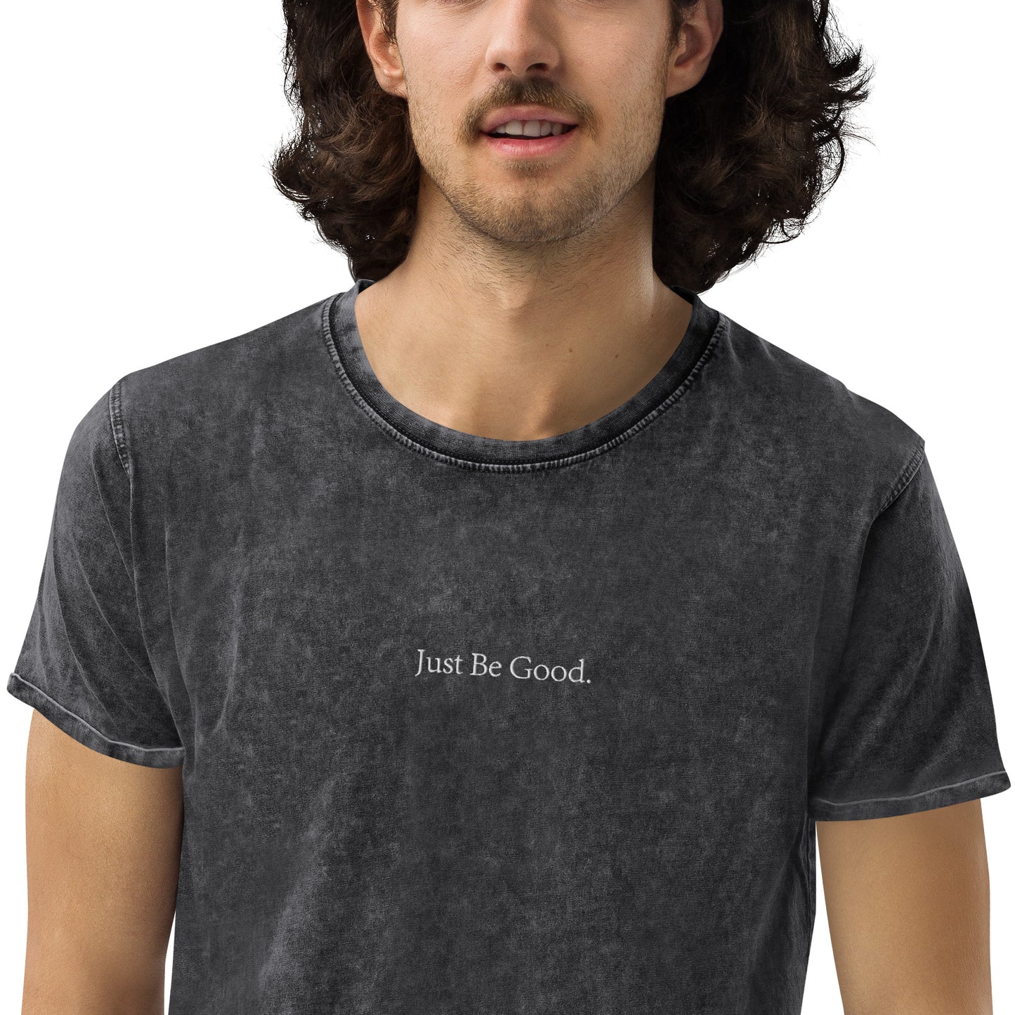 Just Be Good | Embroidered Denim T-Shirt