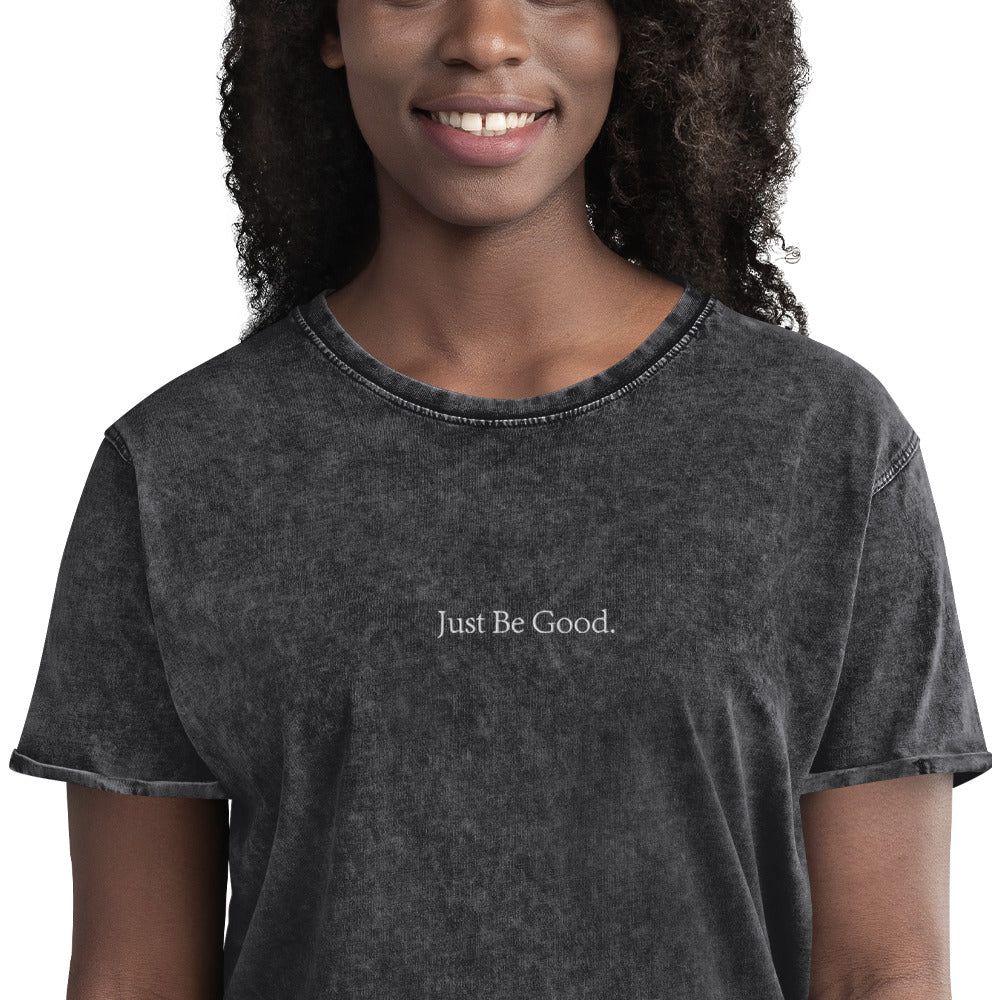 Just Be Good | Embroidered Denim T-Shirt