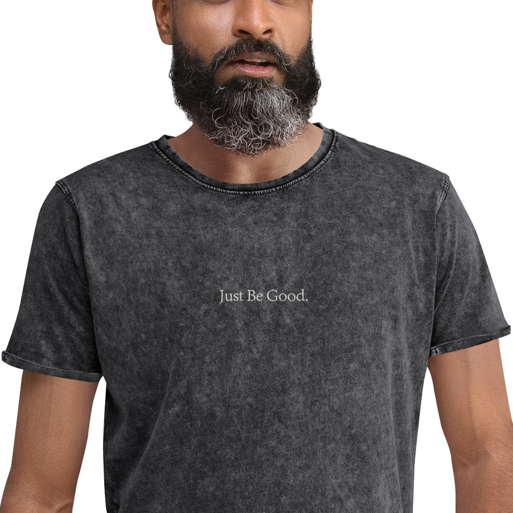 Just Be Good | Embroidered Denim T-Shirt