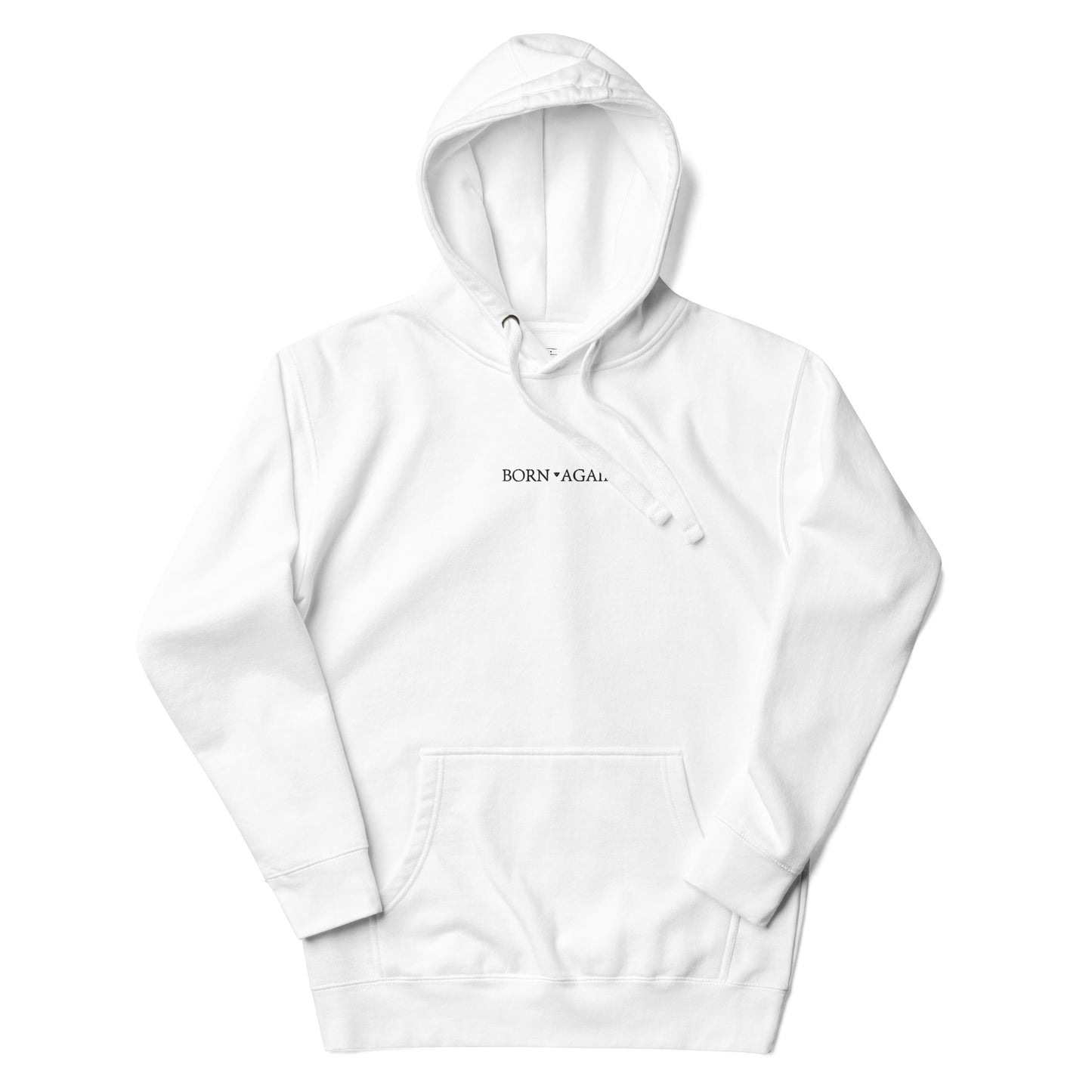Born Again | White | Embroidered Unisex Hoodie