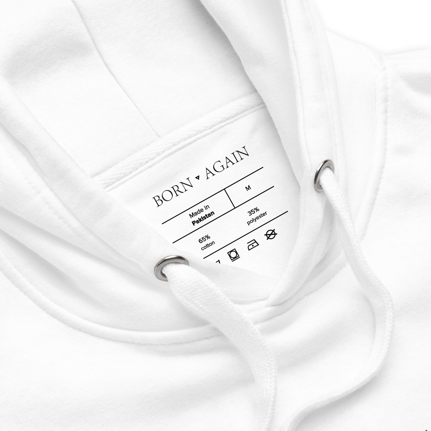 Born Again | White | Embroidered Unisex Hoodie