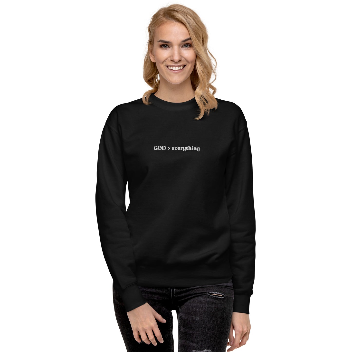 God Over Everything | Embroidered Unisex Premium Sweatshirt