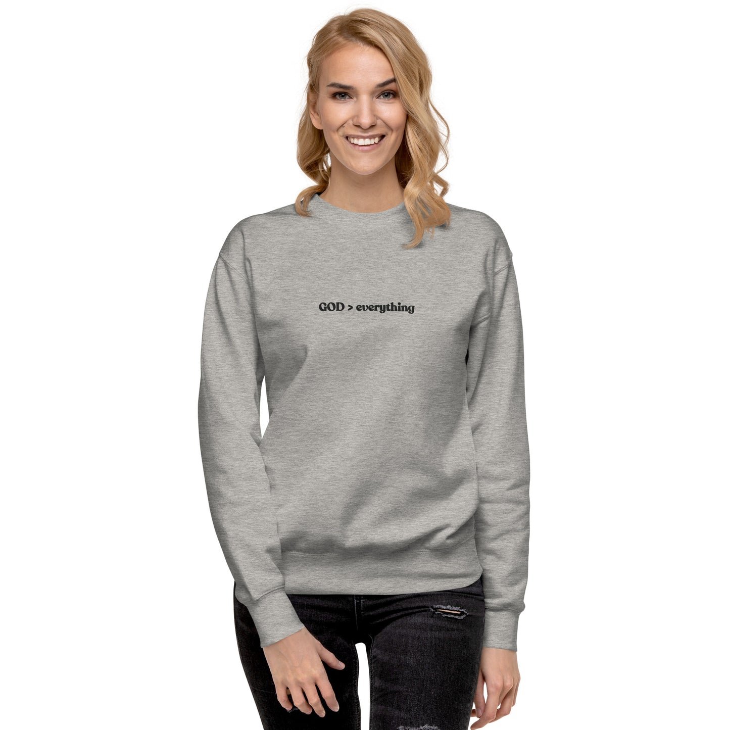 God Over Everything | Embroidered Unisex Premium Sweatshirt