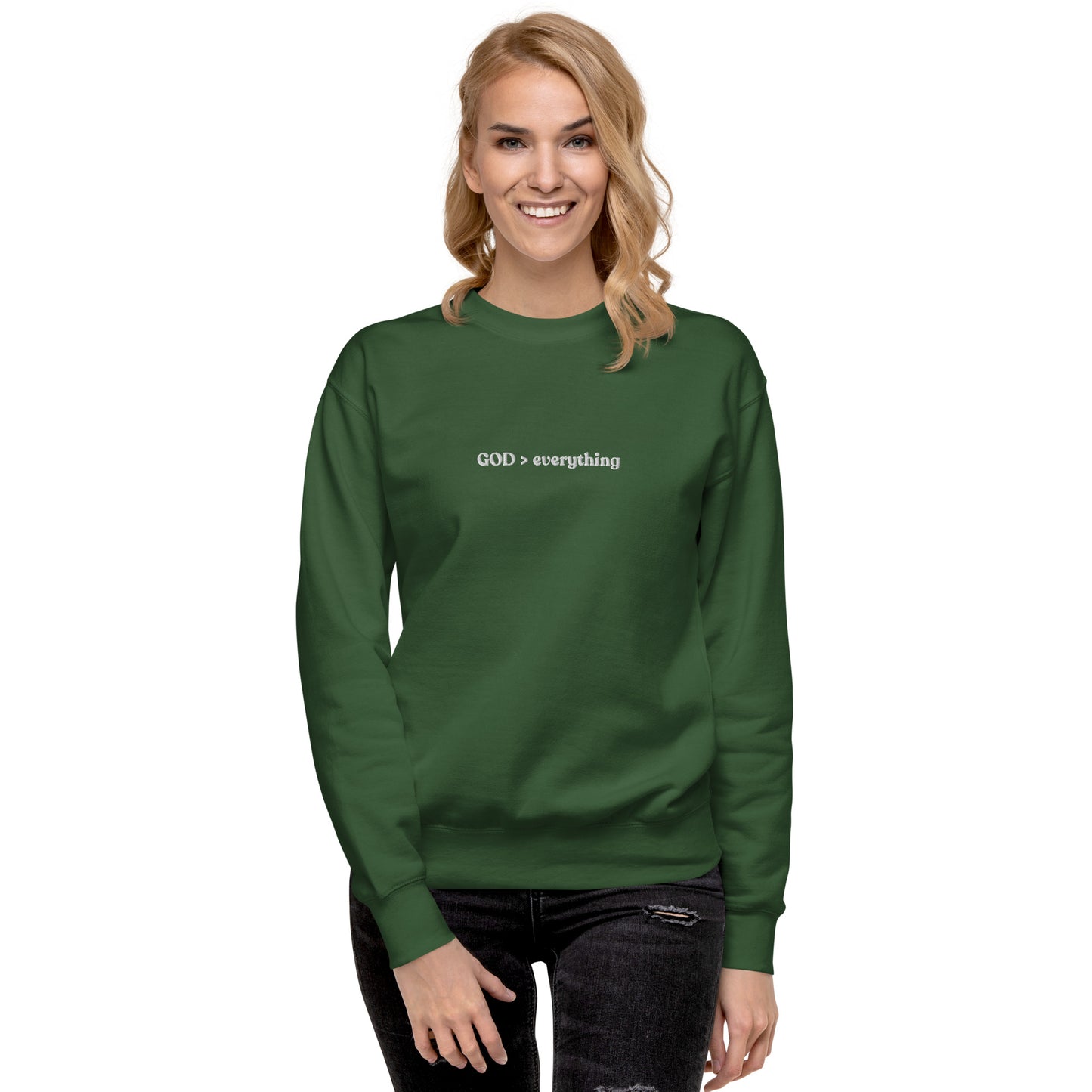 God Over Everything | Embroidered Unisex Premium Sweatshirt