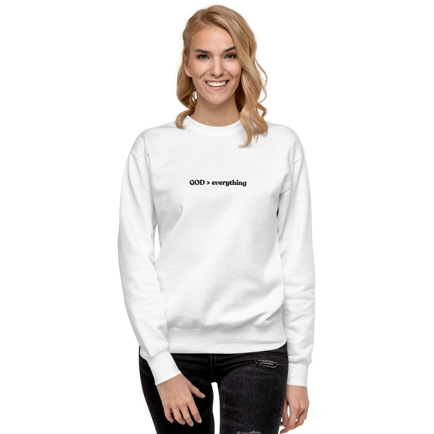 God Over Everything | Embroidered Unisex Premium Sweatshirt