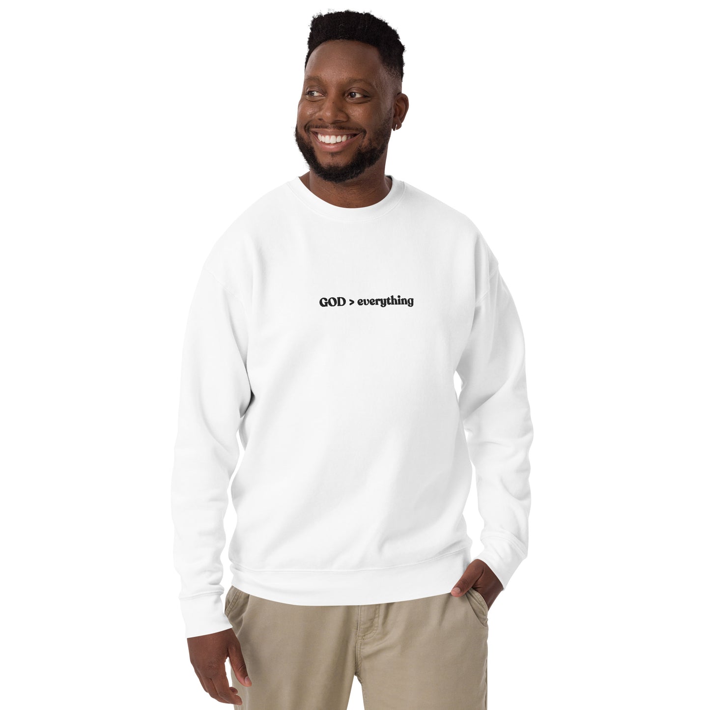 God Over Everything | Embroidered Unisex Premium Sweatshirt