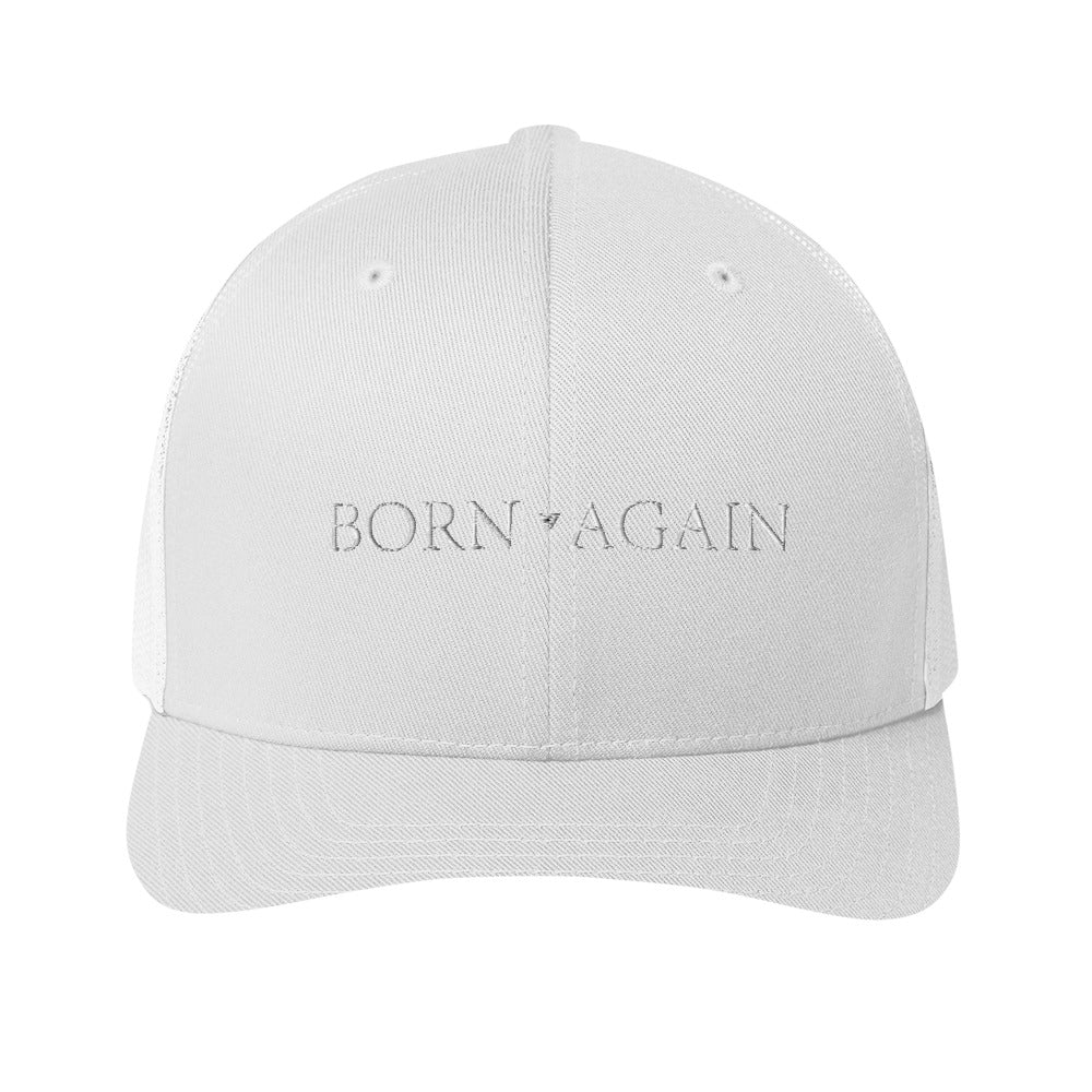 Born Again Trucker Cap White Text
