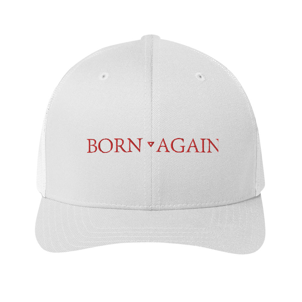 Born Again Trucker Cap Red Text