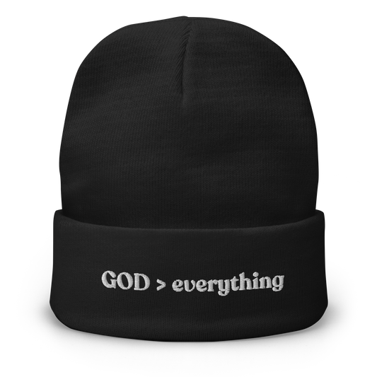 GOD > everything Colored Embroidered Beanie