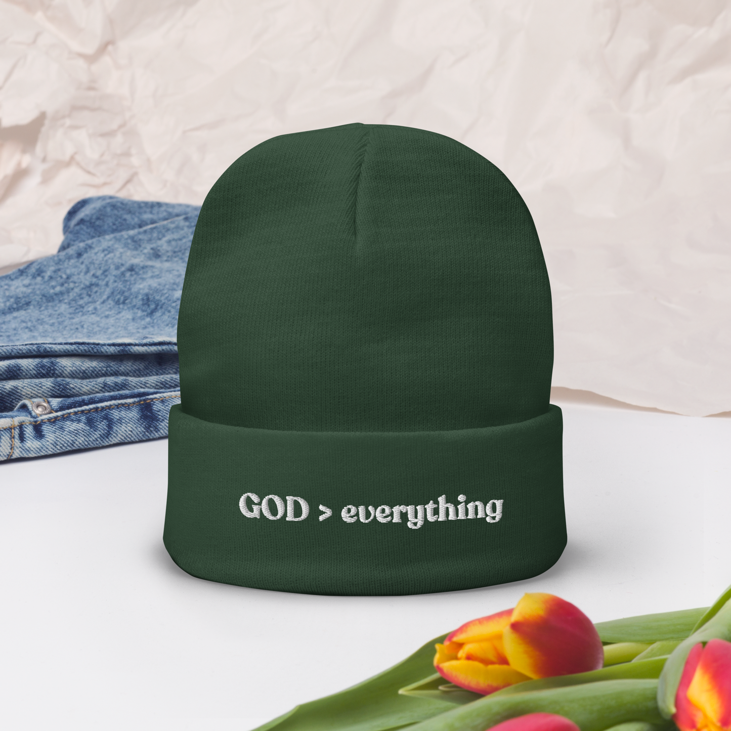 GOD > everything Colored Embroidered Beanie