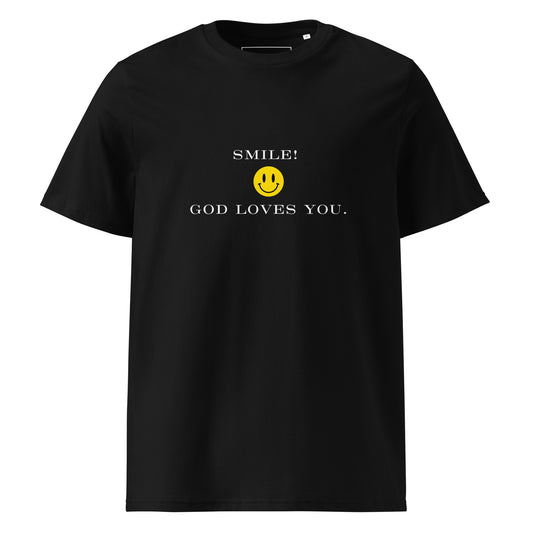 Smile! God Loves You | Unisex Organic Cotton T-Shirt