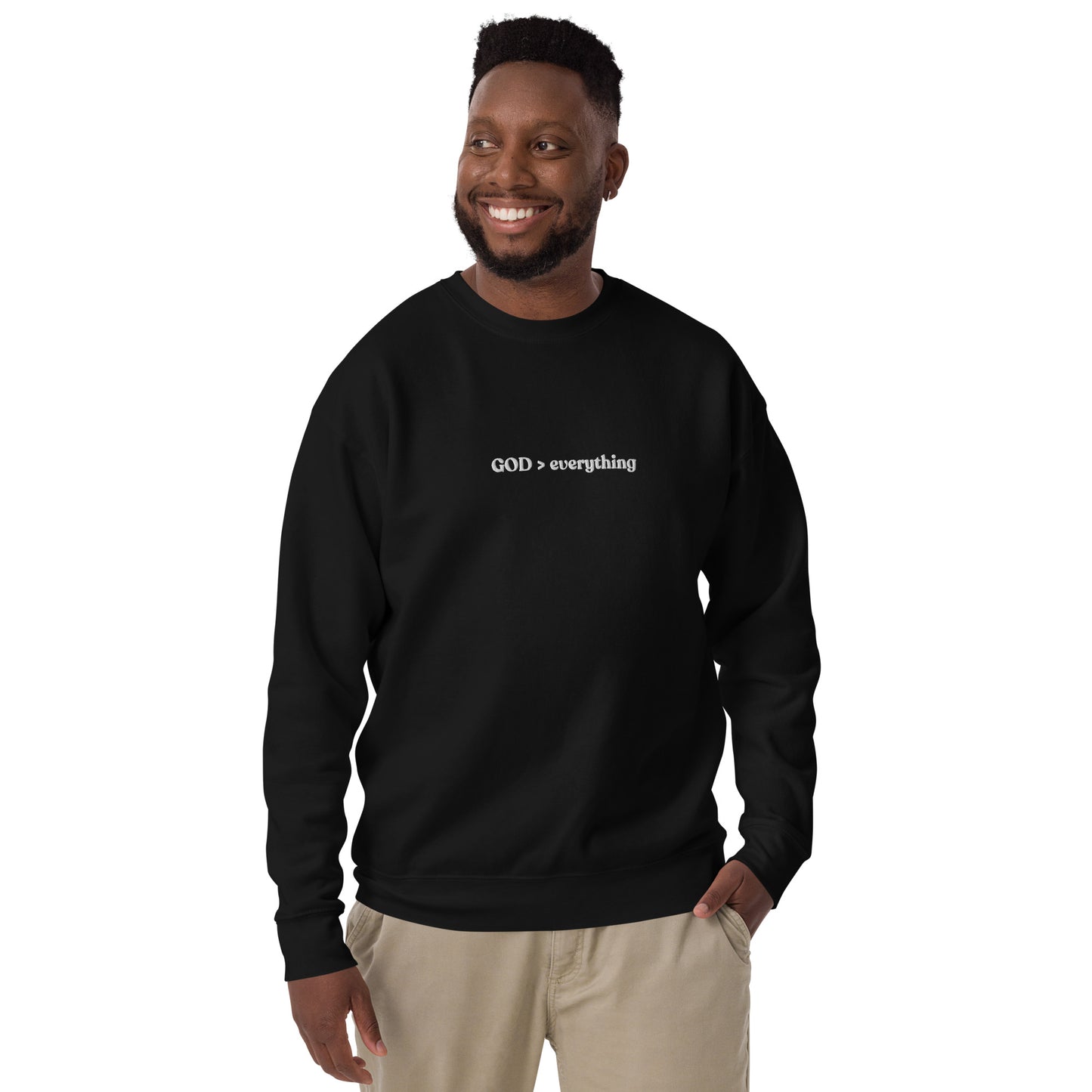 God Over Everything | Embroidered Unisex Premium Sweatshirt