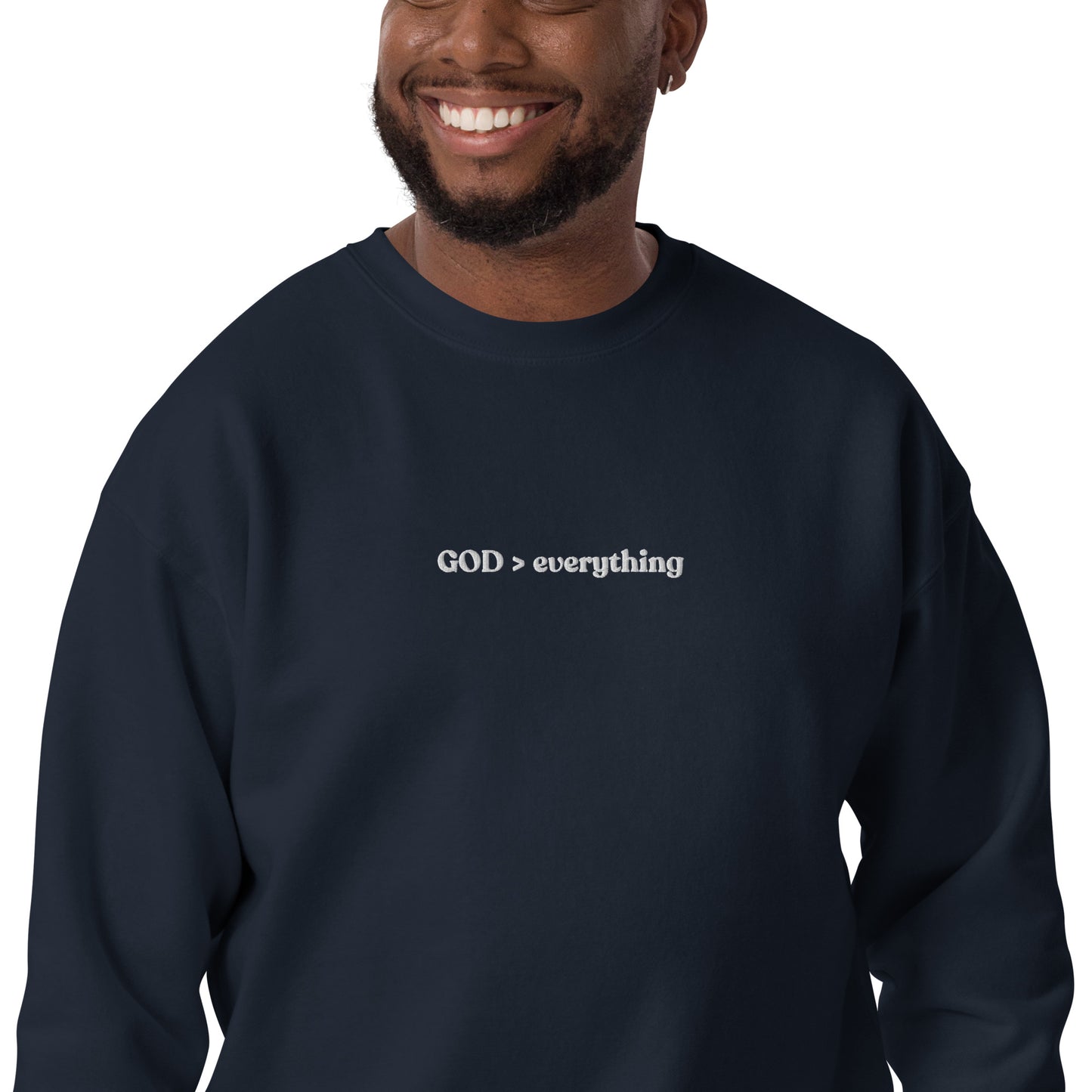 God Over Everything | Embroidered Unisex Premium Sweatshirt